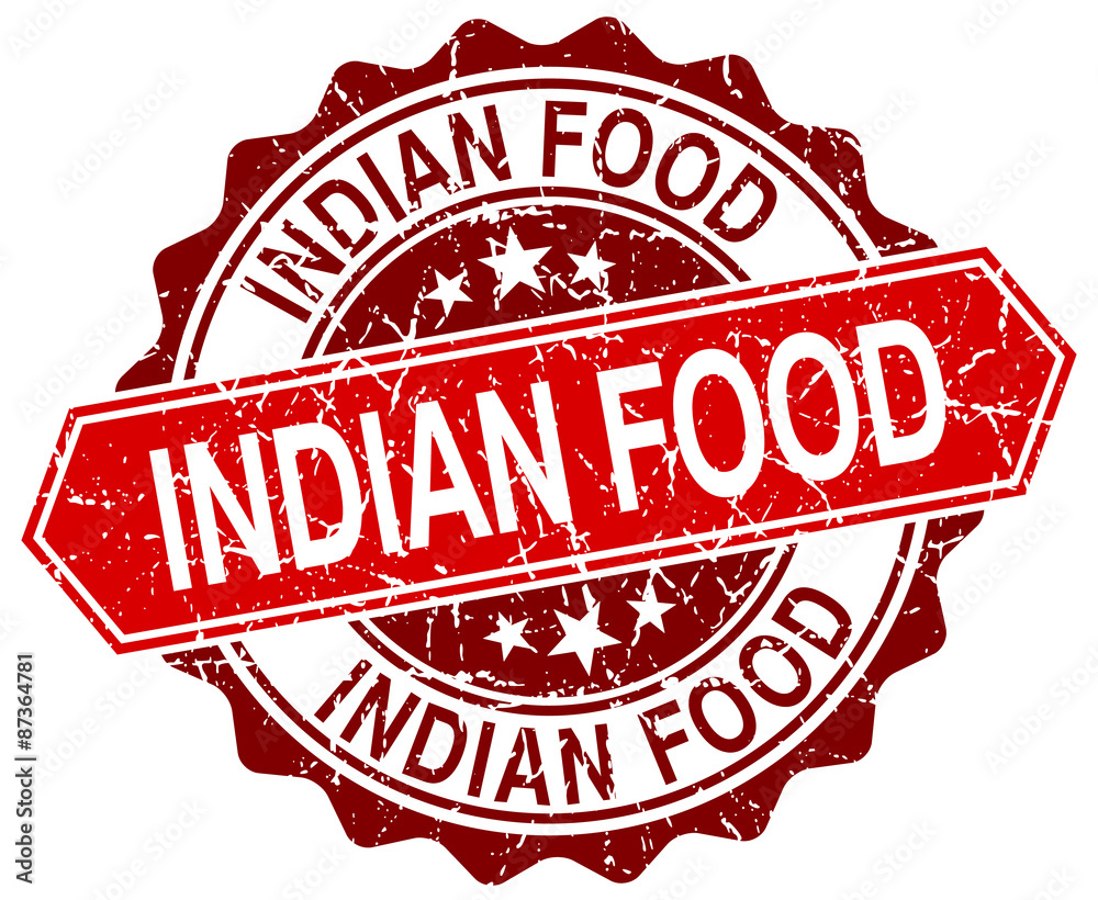 indian food red round grunge stamp on white indian food red round grunge stamp on white