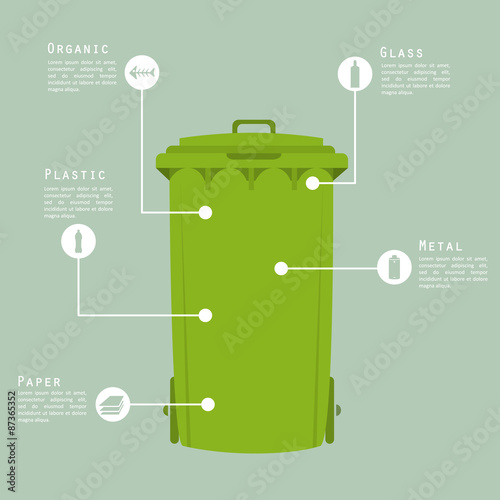 Garbage recycling infographic, vector illustration