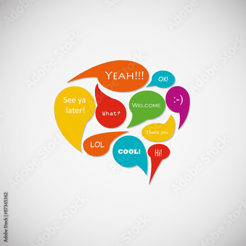 Speech bubbles icon with short messages