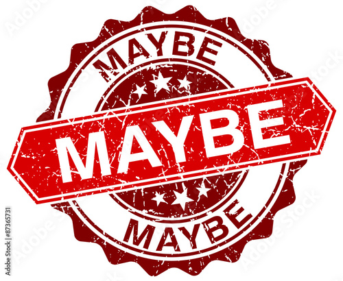 maybe red round grunge stamp on white