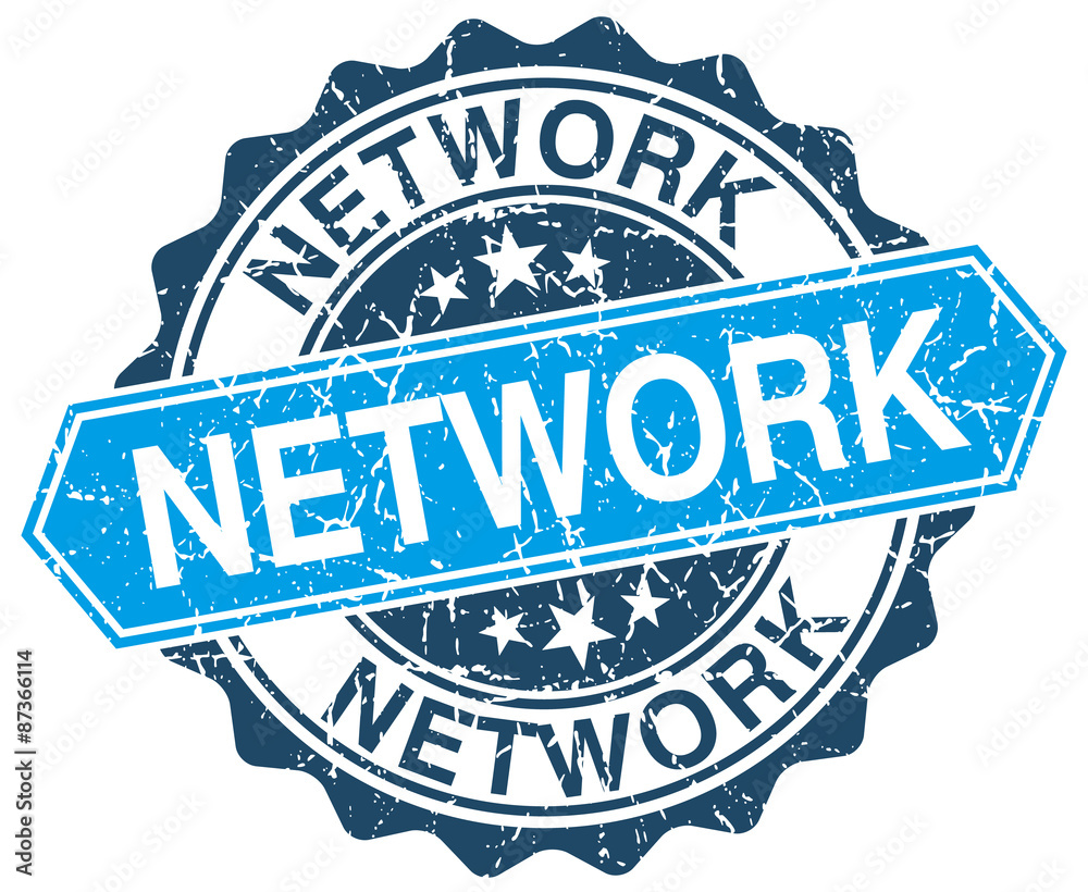 Fototapeta premium network blue round grunge stamp on white