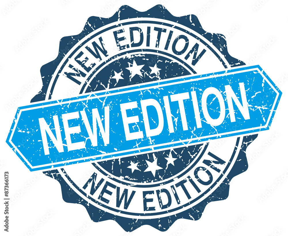 Obraz premium new edition blue round grunge stamp on white