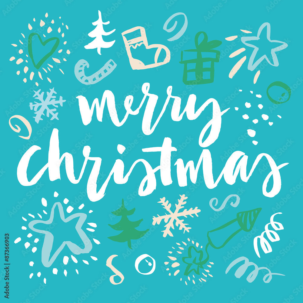 Happy New Year and Christmas. Hand lettering. Calligraphy. Greeting card. Happy New Year and Christmas. Hand lettering. Calligraphy. Greeting card.