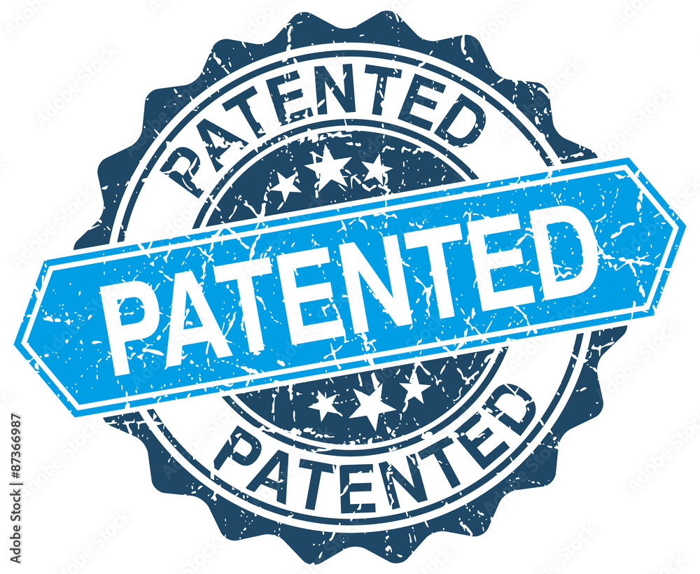 Fototapeta premium patented blue round grunge stamp on white
