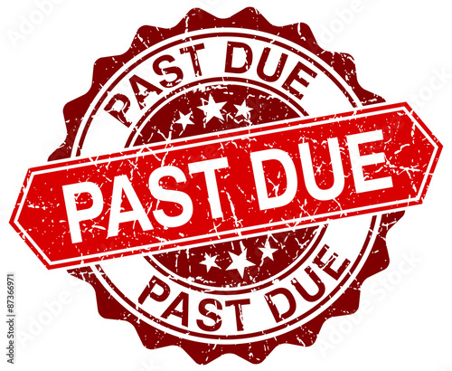 past due red round grunge stamp on white