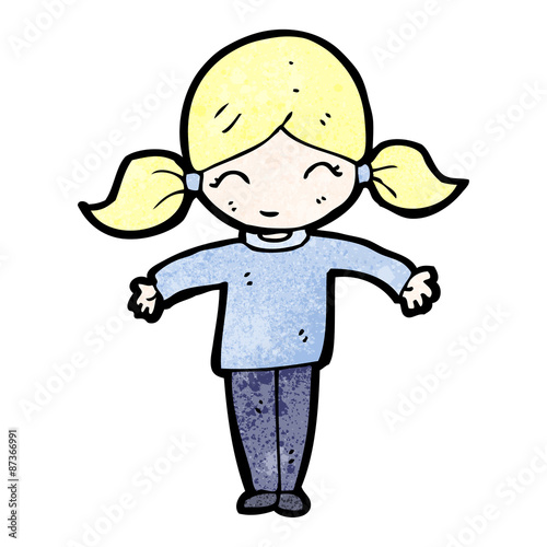 happy blond girl cartoon