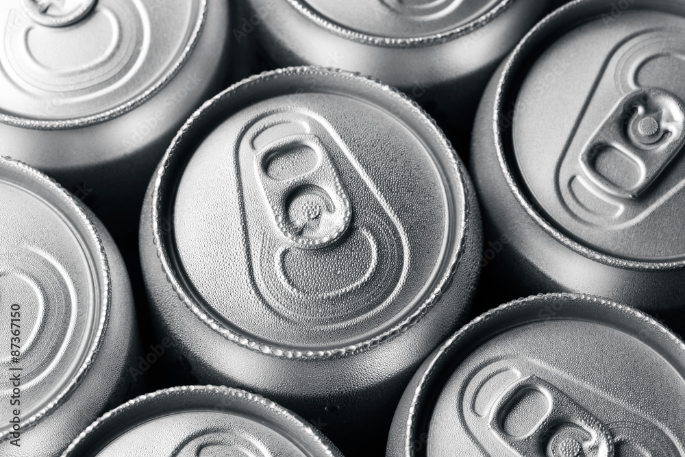 Condensation on the top of cans of drinks Condensation on the top of cans of drinks
