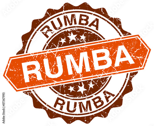 rumba orange round grunge stamp on white