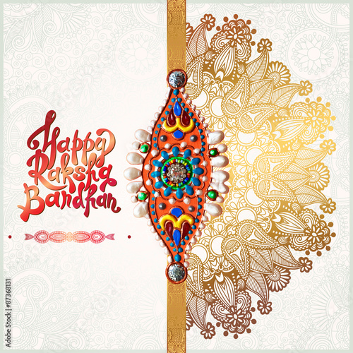original handmade rakhi on floral background