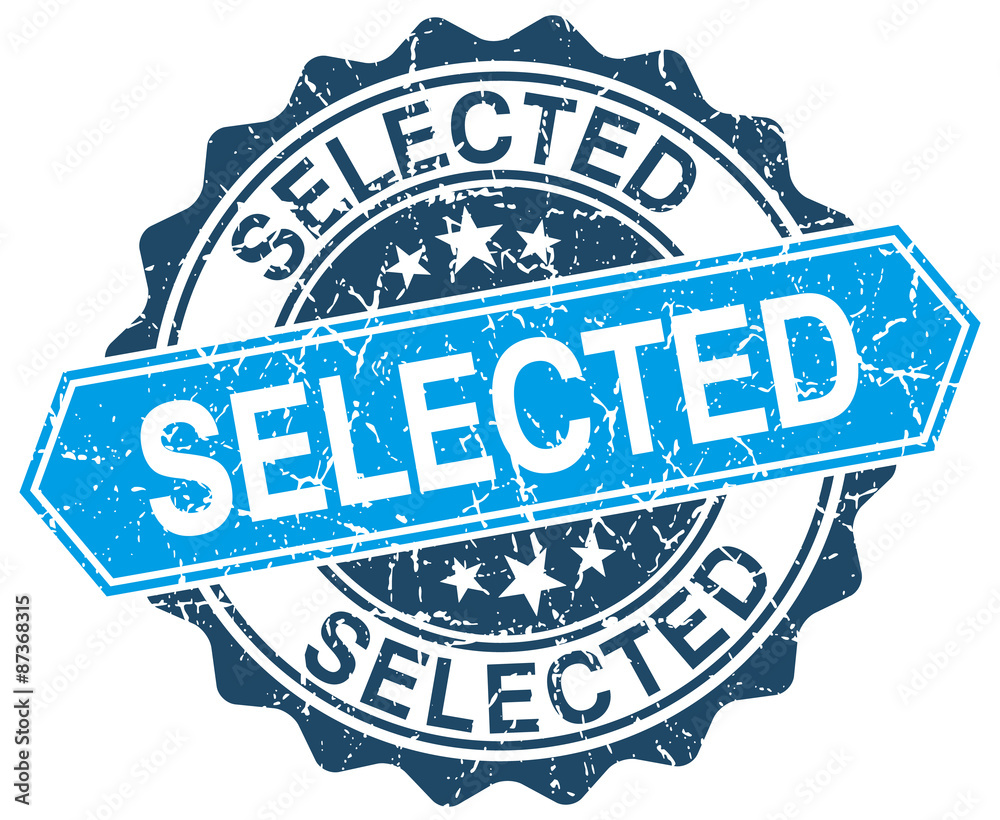 selected blue round grunge stamp on white selected blue round grunge stamp on white