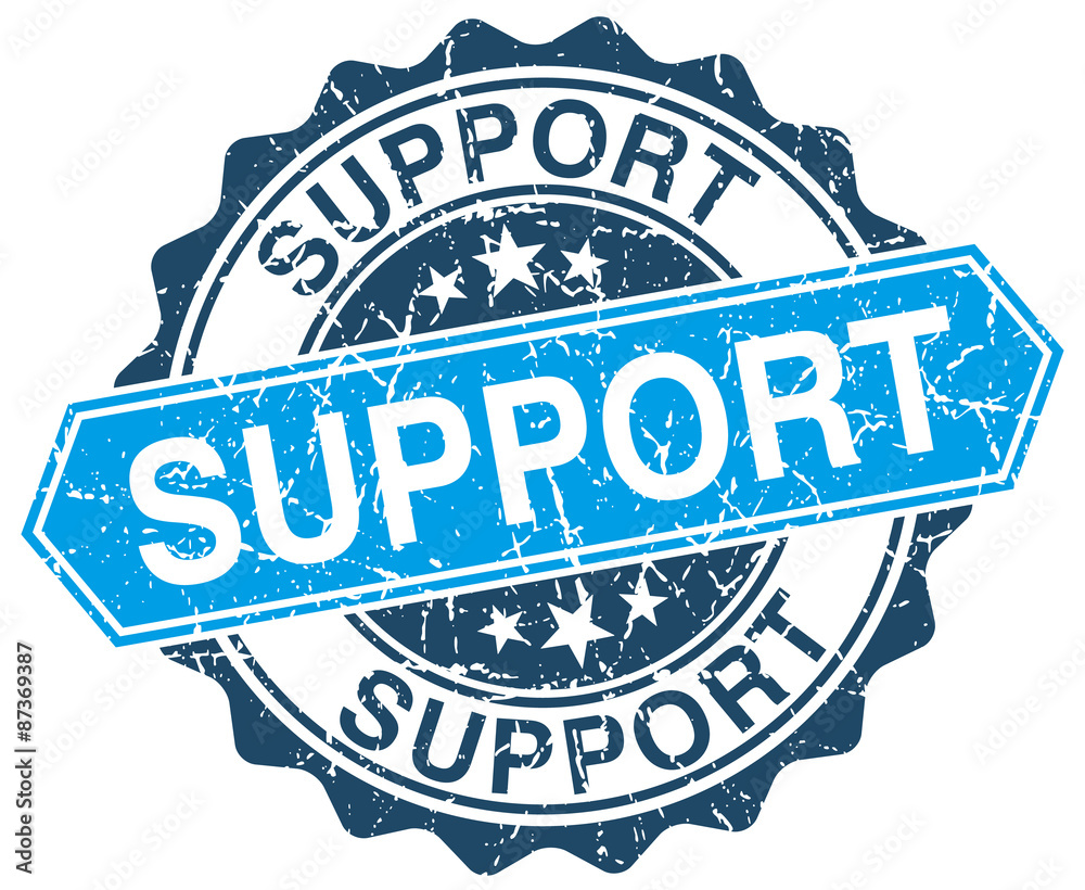 Fototapeta premium support blue round grunge stamp on white