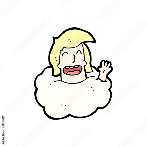 cartoon man with head in clouds