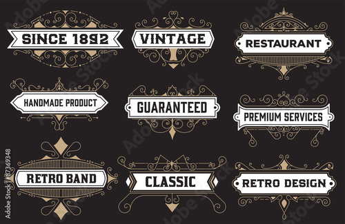 vintage logo template, Hotel, Restaurant, Business Identity set.