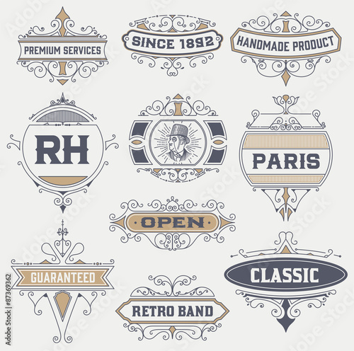 vintage logo template, Hotel, Restaurant, Business Identity set.