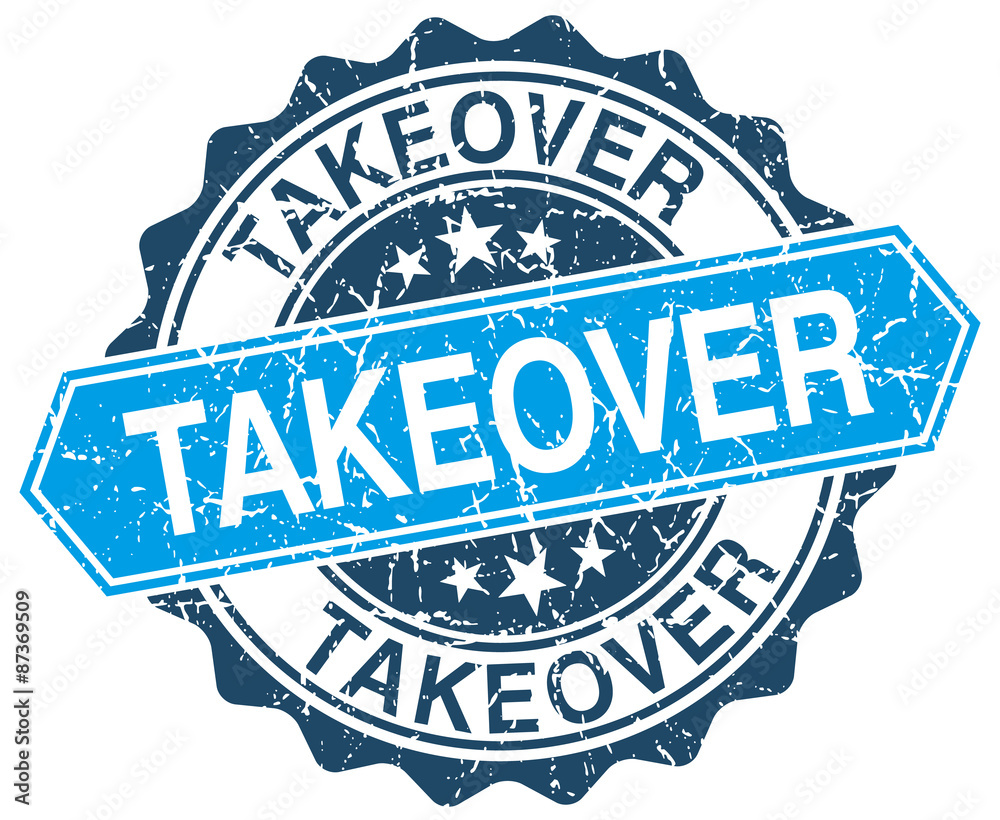 Fototapeta premium takeover blue round grunge stamp on white