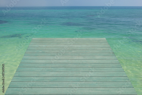 Seaside wooden bridge with beautiful