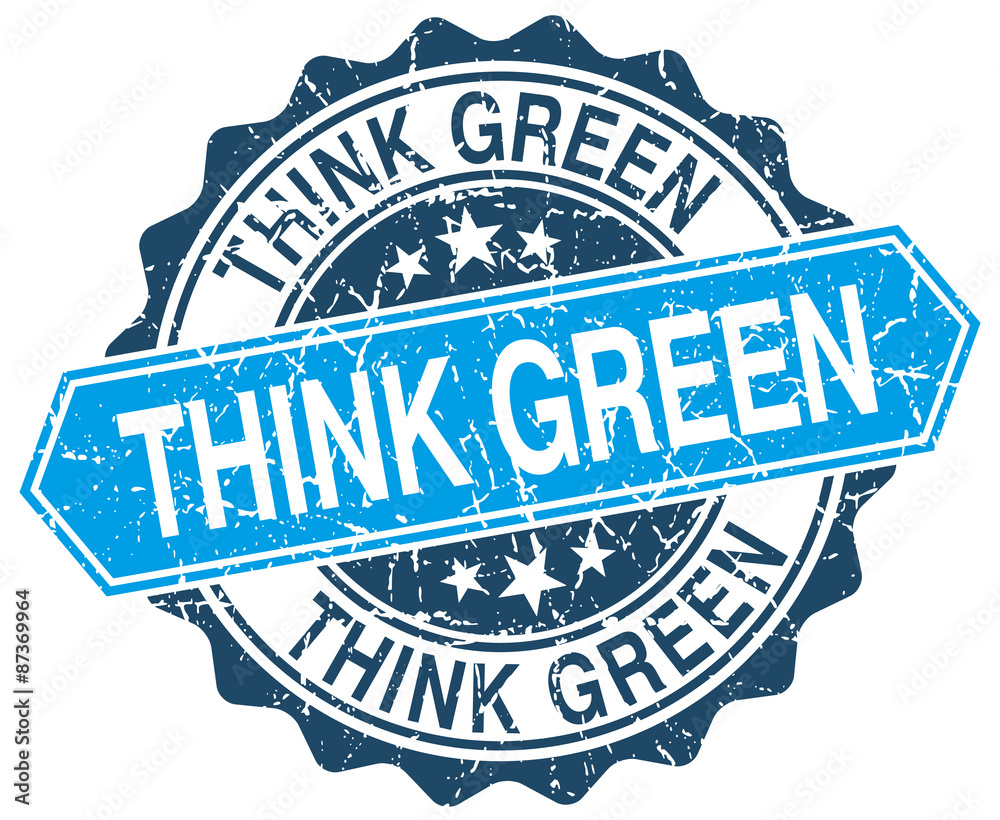 Obraz premium think green blue round grunge stamp on white