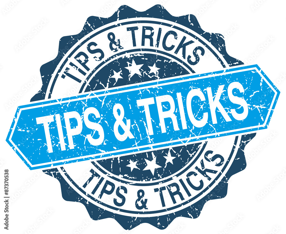 Obraz premium tips & tricks blue round grunge stamp on white
