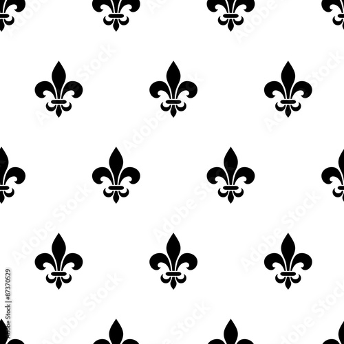 Fleur-de-lis black and white seamless pattern. Vector.