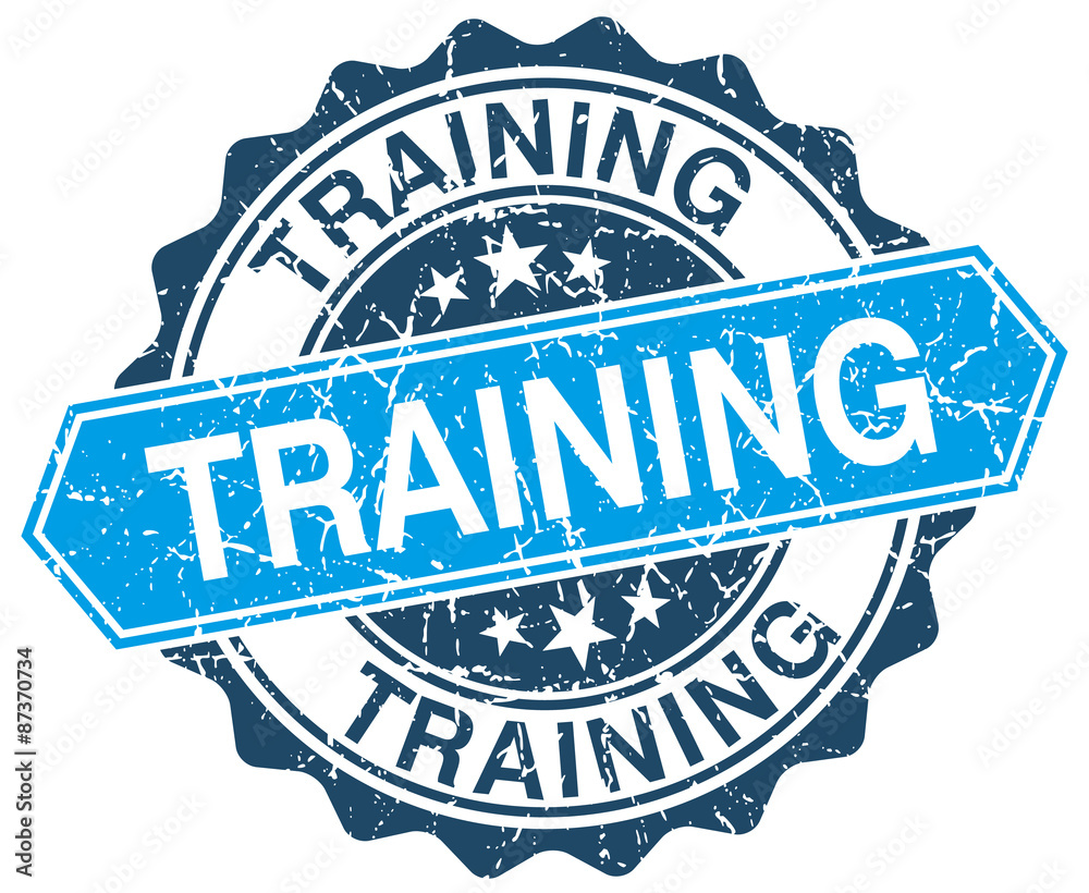 Fototapeta premium training blue round grunge stamp on white