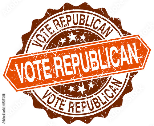 vote republican orange round grunge stamp on white