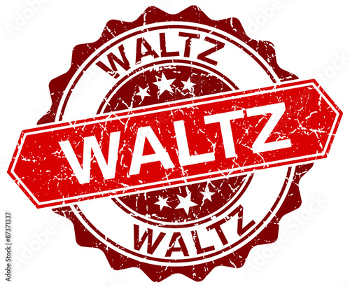 waltz red round grunge stamp on white