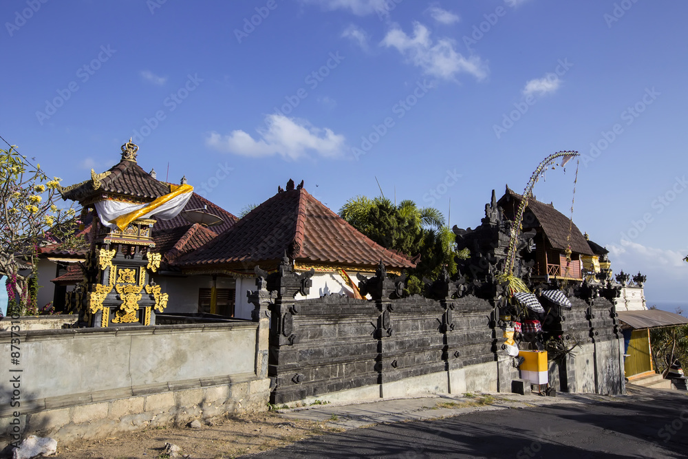 decorated shrine, the biggest Hindu festival Galungan, Nusa Penida in Indonesia