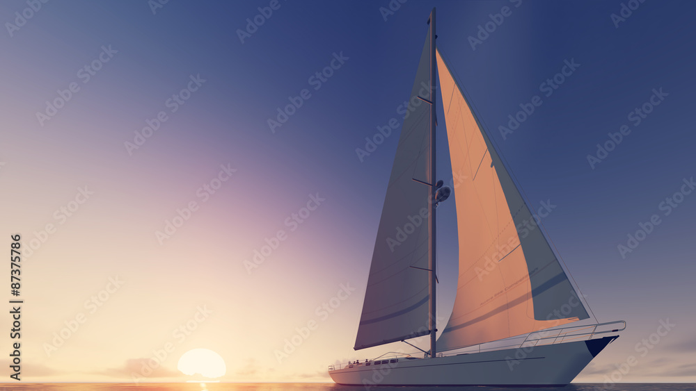 Fototapeta premium sailboat and sunset