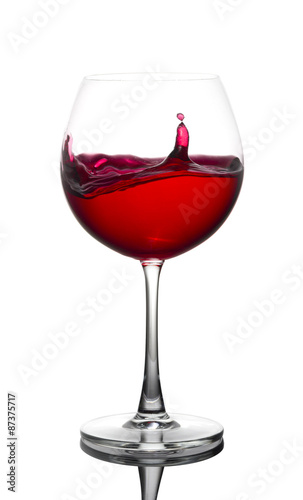 Red wine Glass on White background