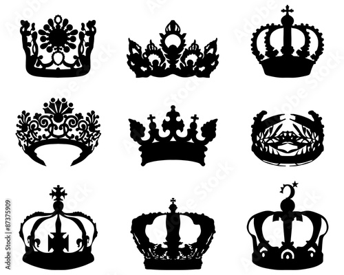 Illustration with crown collection isolated, vector