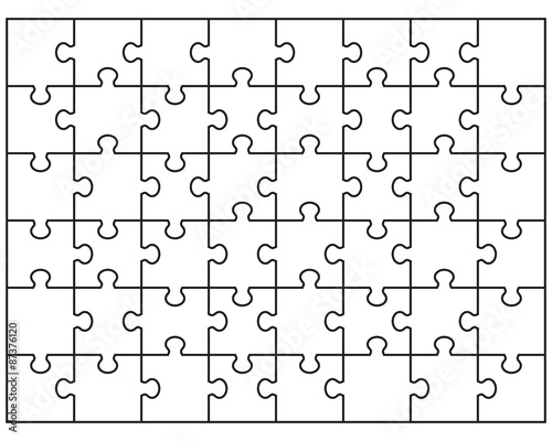 Vector illustration of white puzzle 2, separate parts