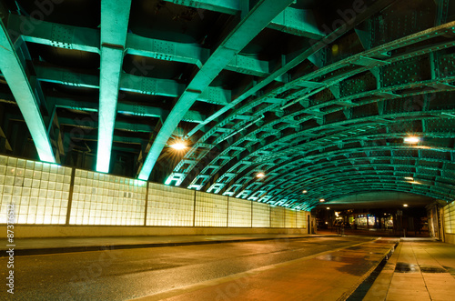 The tunnel at night, with an unusual illumination