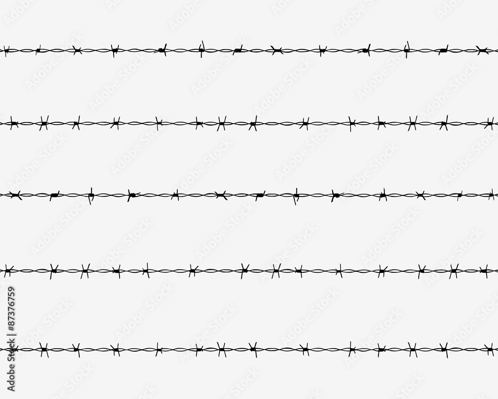 Black silhouette of the barbed wire, vector