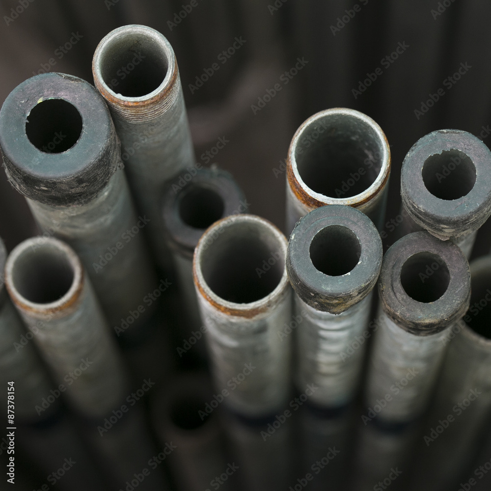 A series of different sizes metal pipes A series of different sizes metal pipes