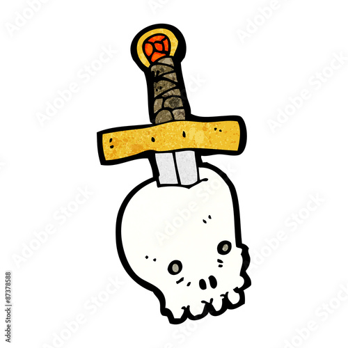 dagger in skull cartoon