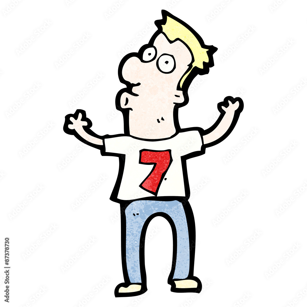 cartoon man in shirt with number seven