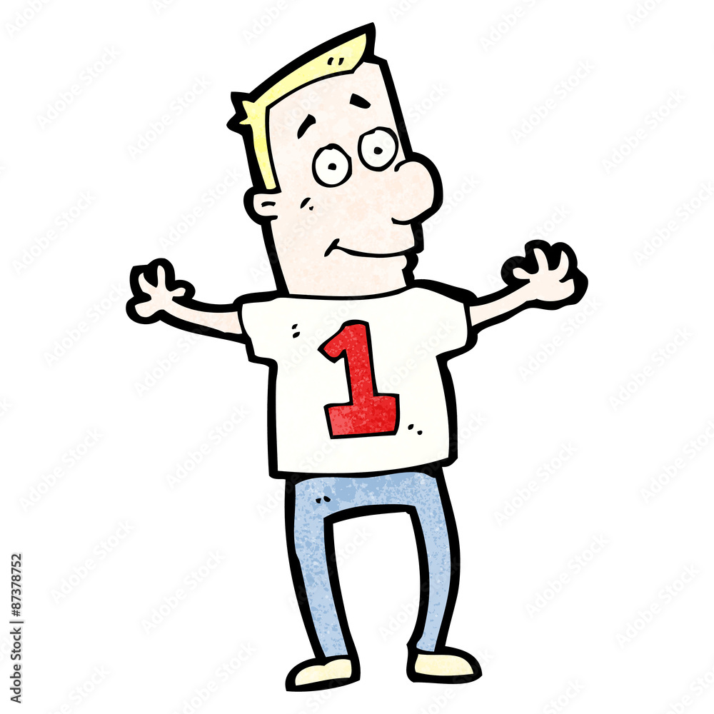 cartoon man in shirt with number one