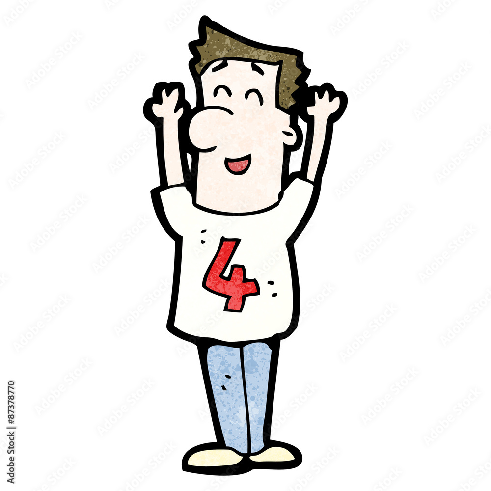 cartoon man in shirt with number four cartoon man in shirt with number four