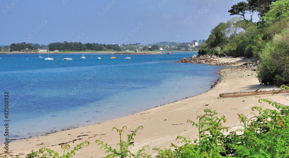 Petite crique dans le port de Port-Blanc à Penvénan en Bretagne