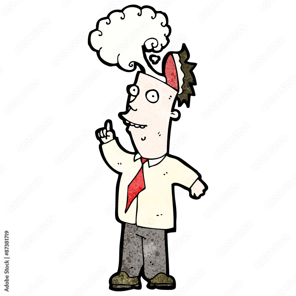 cartoon man with overheated brain cartoon man with overheated brain