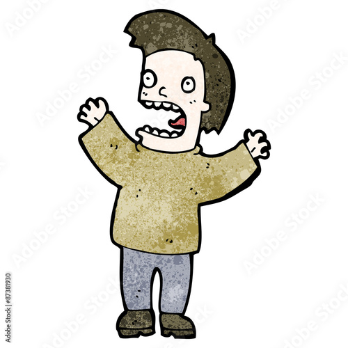 cartoon frightened man