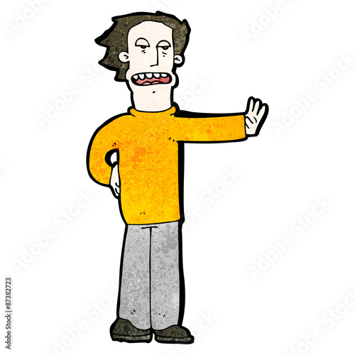 cartoon man gesturing stop