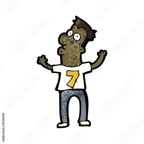 cartoon man in shirt with number seven