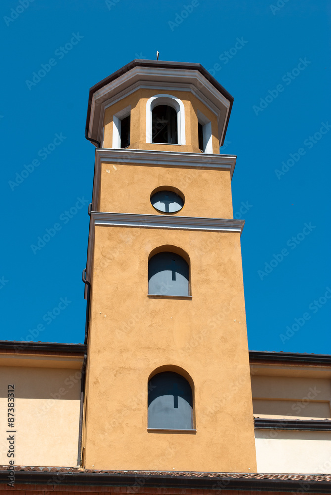 Bell tower church Romagnano al Monte village