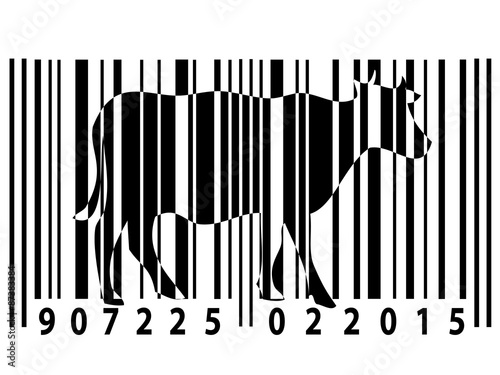 Animal rights barcode with cow silhouette