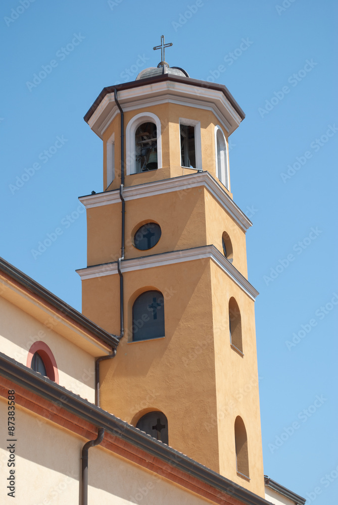 Bell tower church Romagnano al Monte village