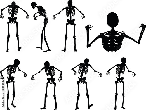 skeleton silhouette in standing in cage