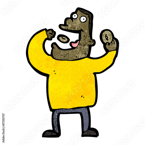 cartoon man eating donuts