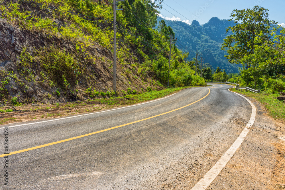 Fototapeta premium Winding roadway in countryside of Thailand