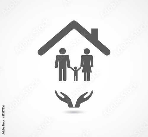 hands support family in house